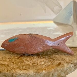 Zuni Carved Fish Fetish Bead Drilled Stone Native American Animal Carving VTG 1"